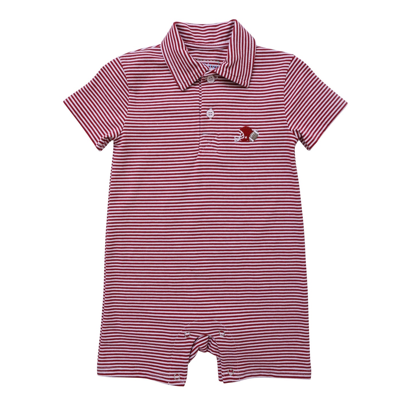 Football Polo Romper - Crimson