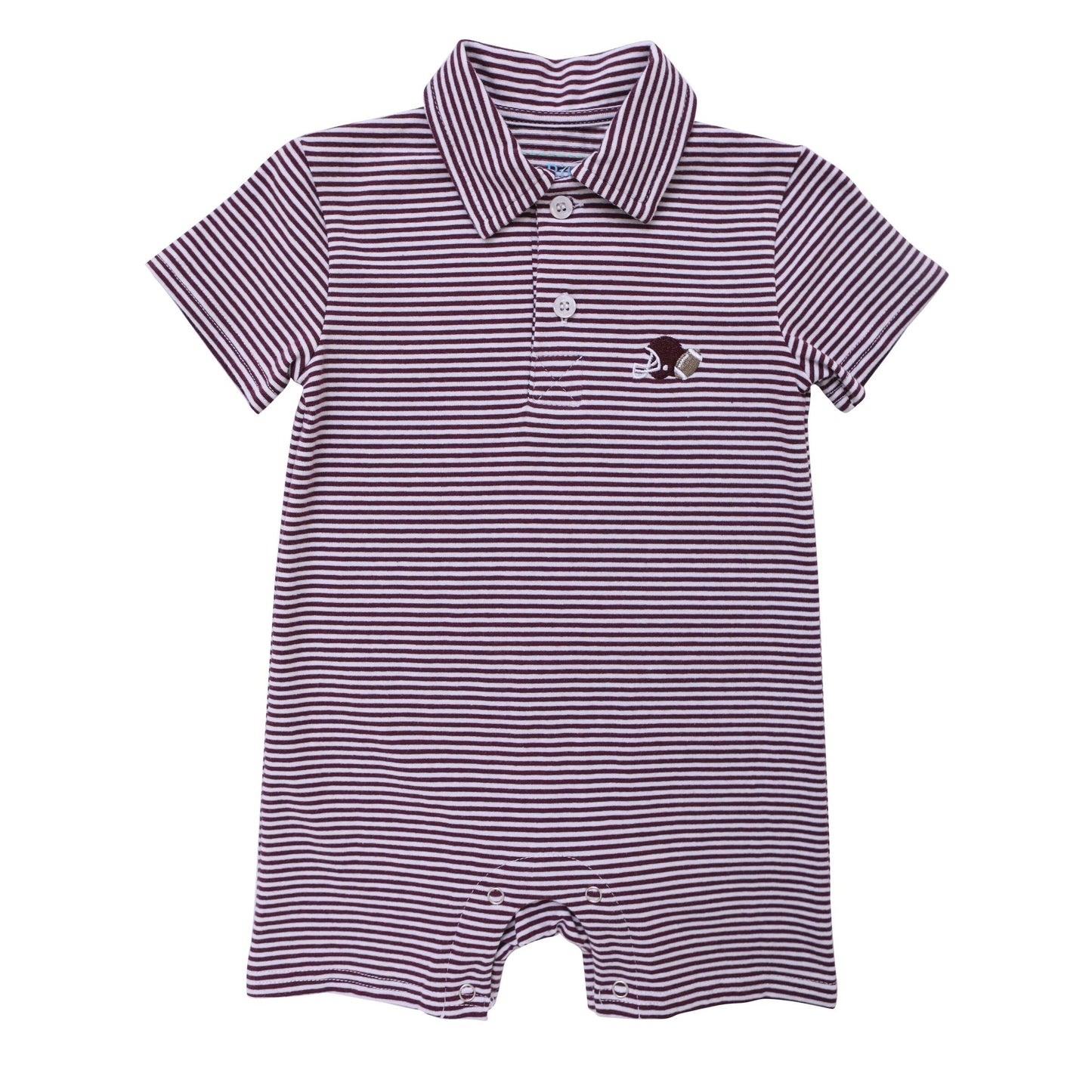 Football Polo Romper - Maroon