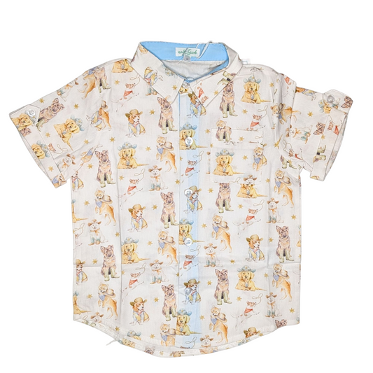 Cowboy Pups - Boys Button Down