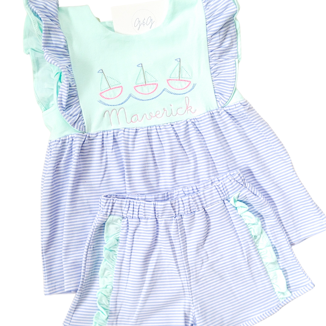 Sailboat Flutter Short Set