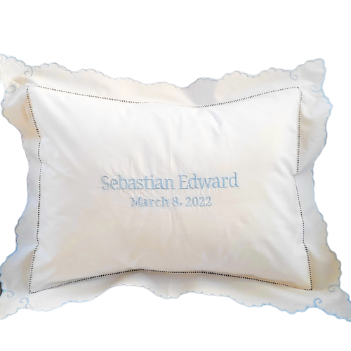 Dainty Blue / Embroidered Name Pillow