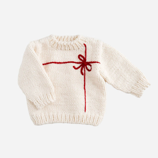 Present Sweater Cream/Red | Kid Baby Holiday Christmas