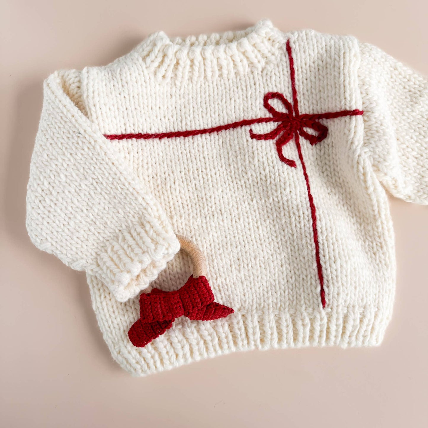 Present Sweater Cream/Red | Kid Baby Holiday Christmas