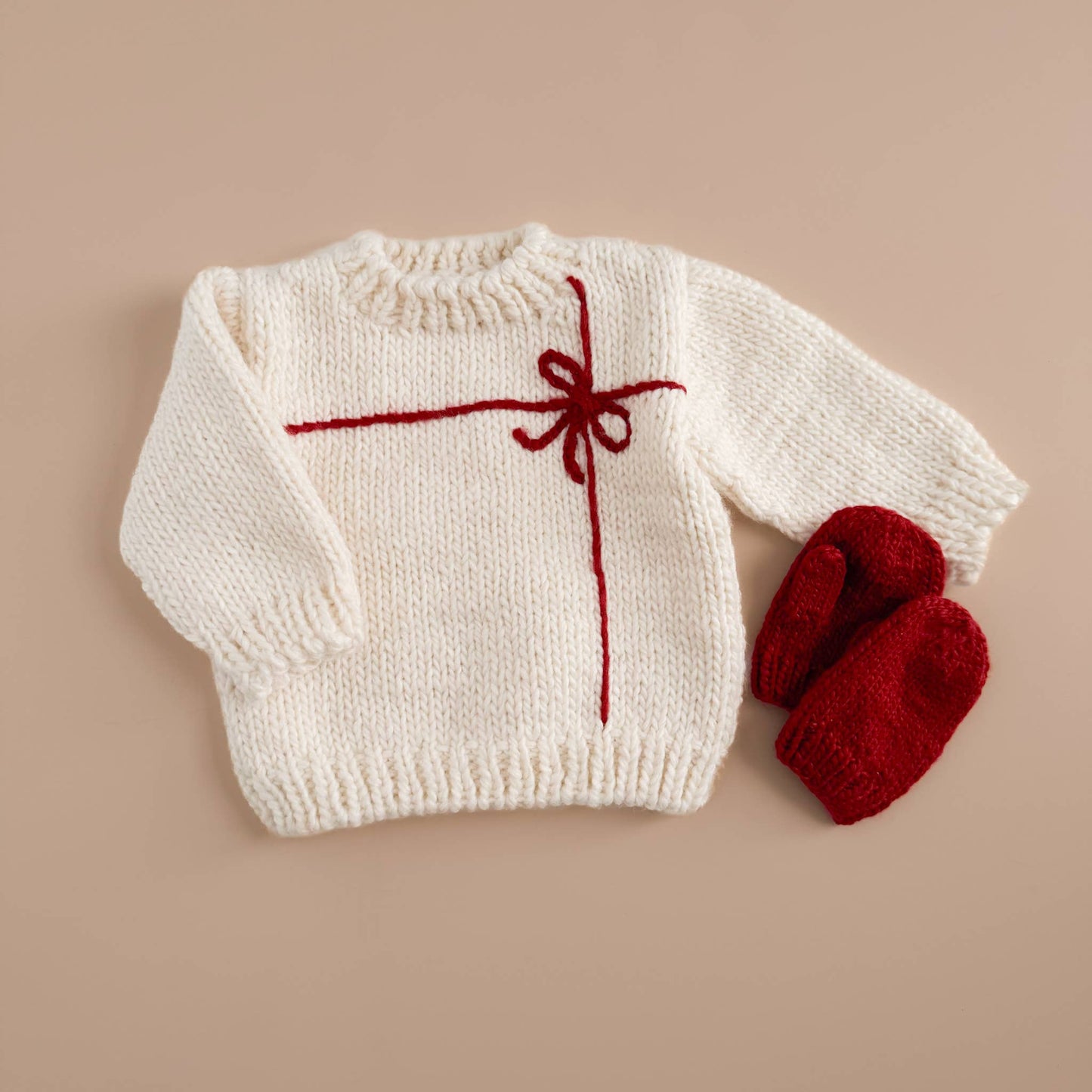 Present Sweater Cream/Red | Kid Baby Holiday Christmas