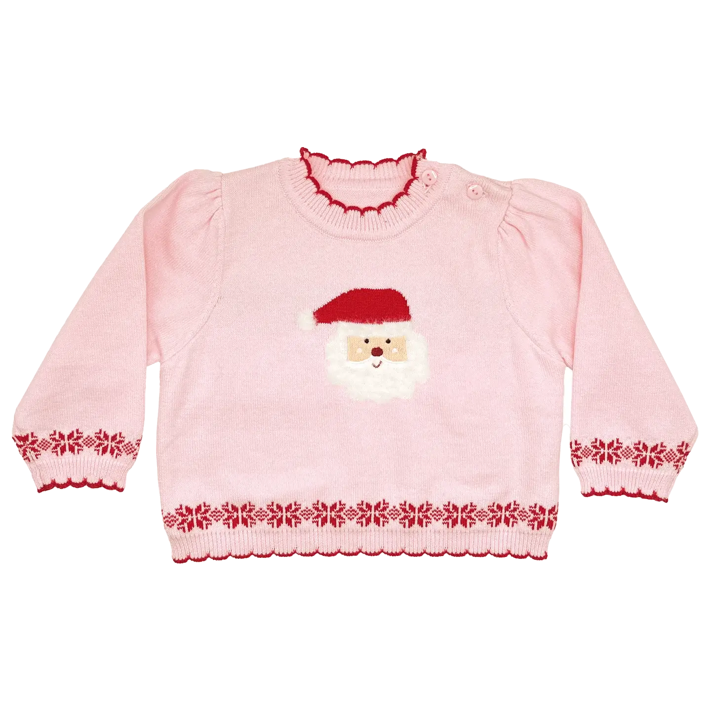 Fuzzy Santa Lightweight Knit Sweater in Pink