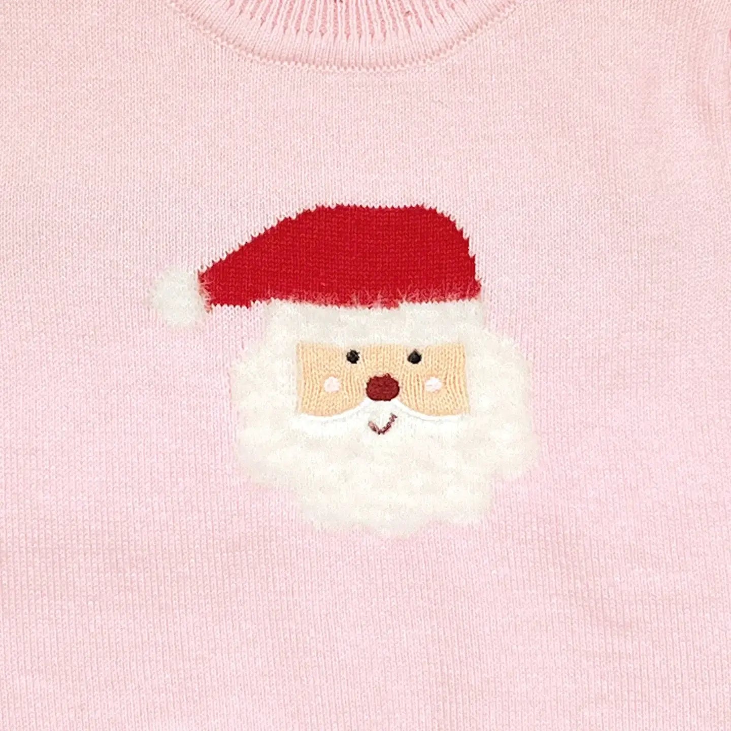 Fuzzy Santa Lightweight Knit Sweater in Pink