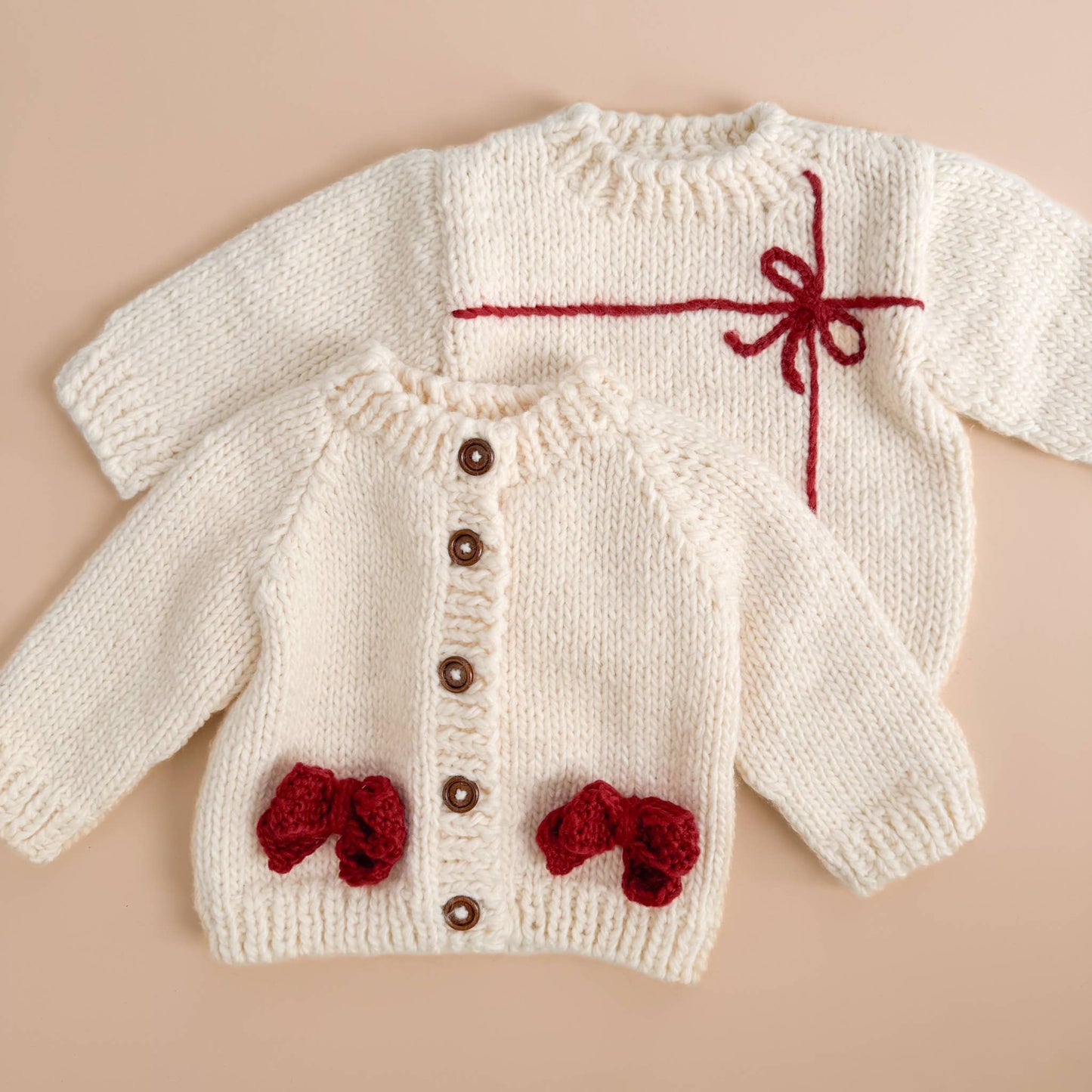 Present Sweater Cream/Red | Kid Baby Holiday Christmas