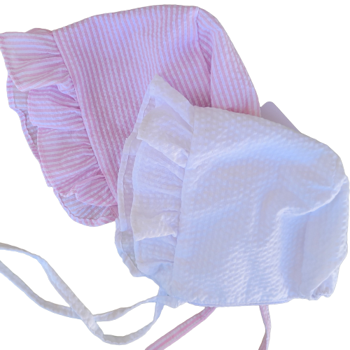 Seersucker Ruffle Bonnet