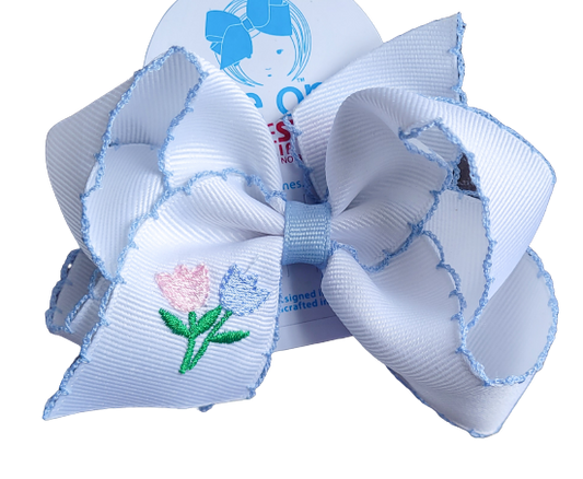 Embroidered Tulip Bow - Medium