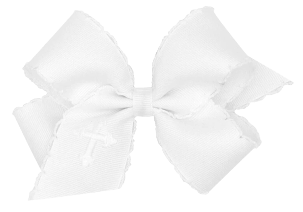 Embroidered Cross Moonstitch Bow - 2 Sizes